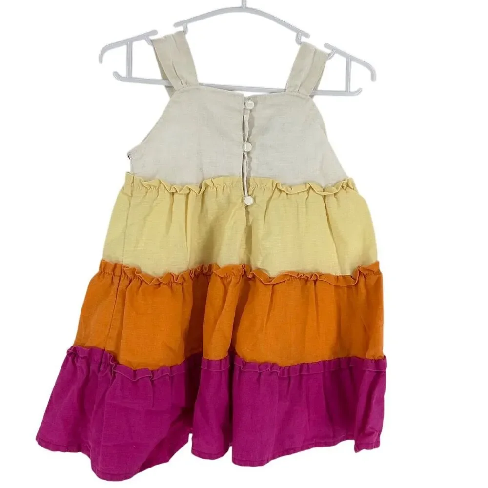 Baby Gap Girls Floral Sundress 12-18 Months Embroidered Pink White Knee Length